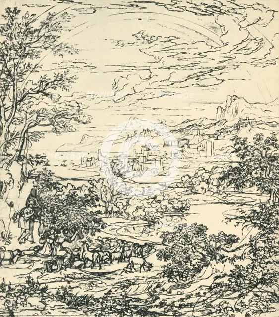 'Landscape with rainbow', late 18th-early 19th century, (1943). Creator: Joseph Anton Koch.