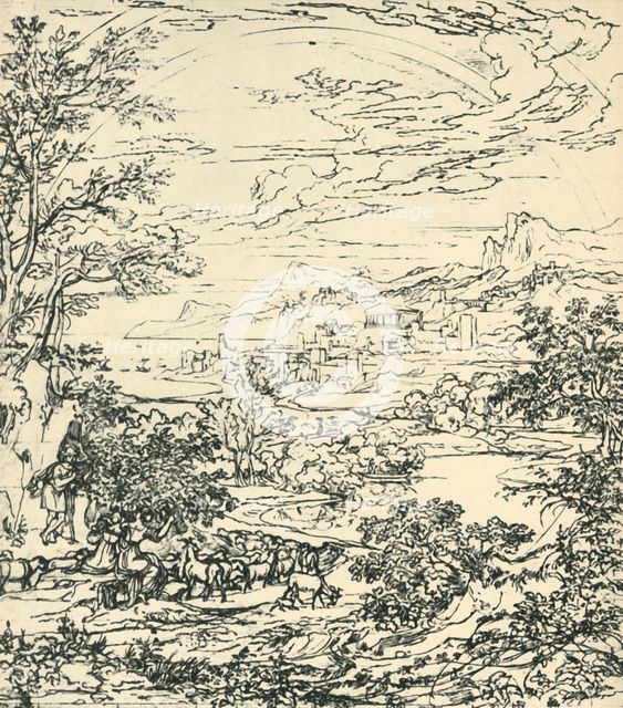 'Landscape with rainbow', late 18th-early 19th century, (1943). Creator: Joseph Anton Koch.