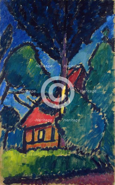 Landscape with Red House, 1911. Creator: Alexei Jawlensky.