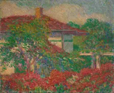(Landscape with Red Roof Building), ca. 1880-1910. Creator: Carl Newman