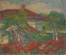 (Landscape with Red Roof Building), ca. 1880-1910. Creator: Carl Newman