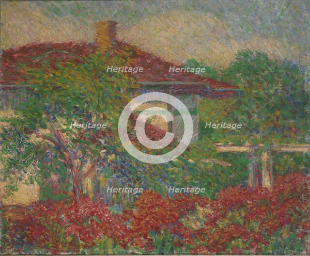 (Landscape with Red Roof Building), ca. 1880-1910. Creator: Carl Newman.