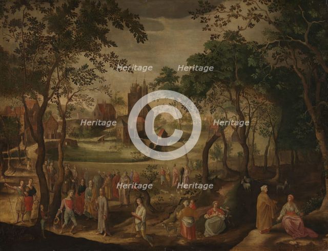 Landscape with religious scenes, probably approx. 1600. Creator: Unknown.