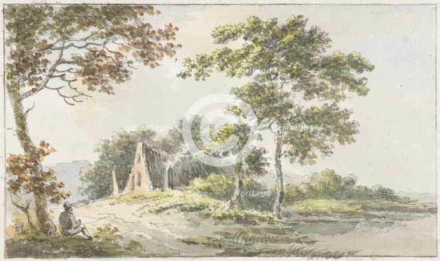 Landscape with resting hiker, 1700-1800. Creator: Caecilia Barbiers.