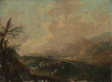 Landscape with Resting Shepherd, 18th century. Creator: Johann Wilhelm Becker