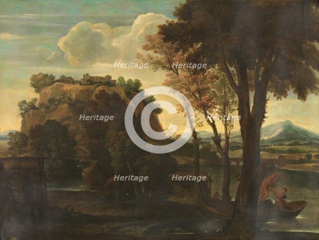 Landscape with River and Boats, 17th century. Creator: Giovanni Francesco Grimaldi.
