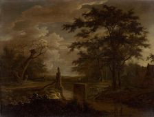 Landscape with River and Bridge, last third 17th century. Creator: Adriaen Hendricksz. Verboom