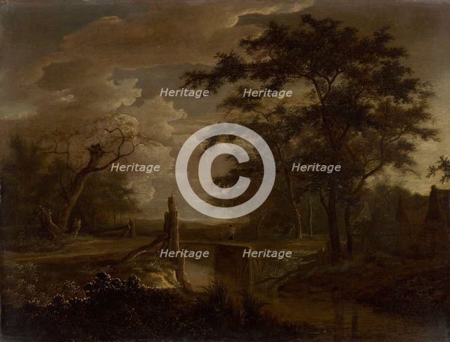 Landscape with River and Bridge, last third 17th century. Creator: Adriaen Hendricksz. Verboom.