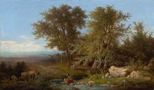 Landscape with river and group of trees, 1870. Creator: Karol Marko