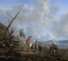 Landscape with Riders, Hunters and Peasants, 1650-1674. Creator: Johannes Lingelbach