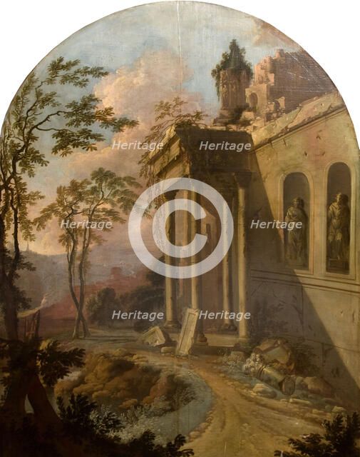 Landscape With Ruin, 1725. Creator: School of Jacques Rousseau.
