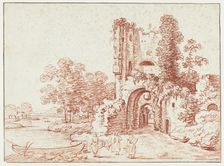 Landscape with Ruined Tower, n.d. Creator: Pierre Alexandre Wille