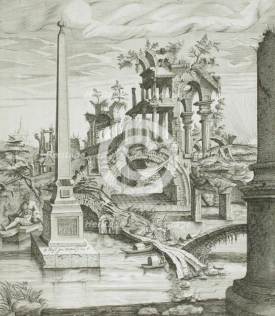 Landscape with Ruins, 1596. Creator: Hendrick Hondius I.