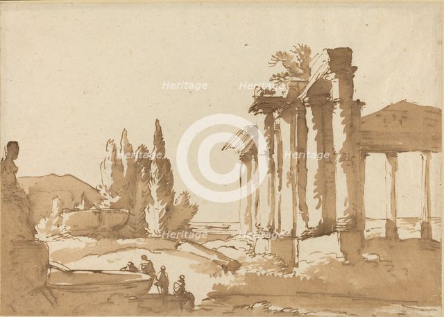 Landscape with Ruins, 18th century. Creator: Unknown.