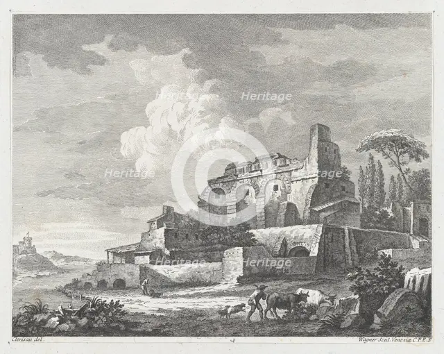 Landscape with Ruins, ca. 1750-70. Creator: Joseph Wagner.