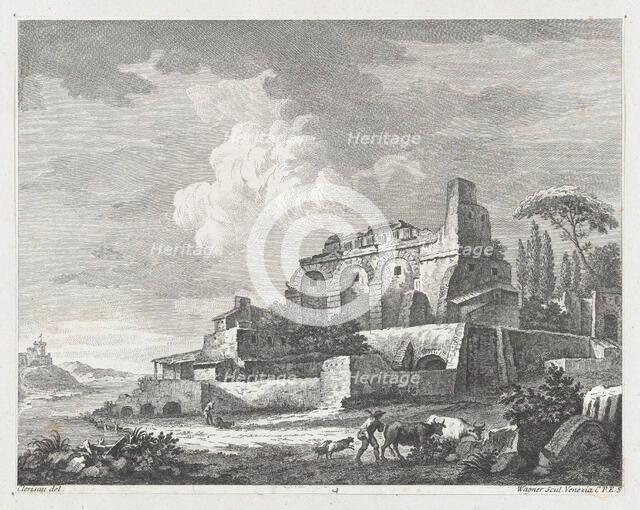 Landscape with Ruins, ca. 1750-70. Creator: Joseph Wagner.