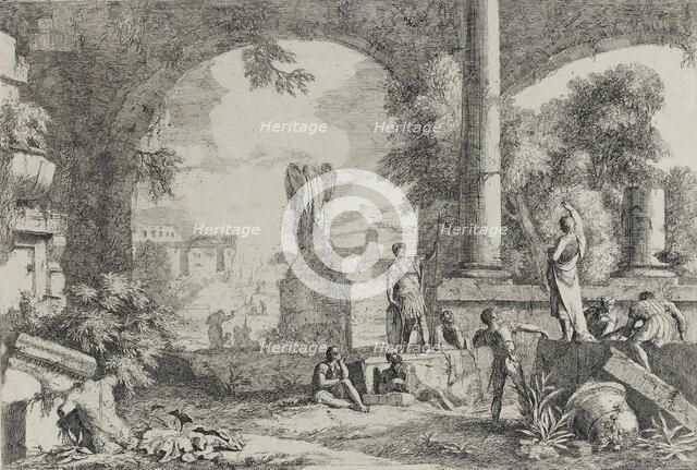 Landscape with Ruins and a Headless Statue, after 1720. Creator: Marco Ricci.