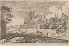 Landscape with Ruins and a Woman with a Parasol. Creator: Herman van Swanevelt