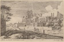 Landscape with Ruins and a Woman with a Parasol. Creator: Herman van Swanevelt