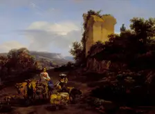 Landscape with Ruins and Travelers, 1654. Creator: Nicolaes Berchem