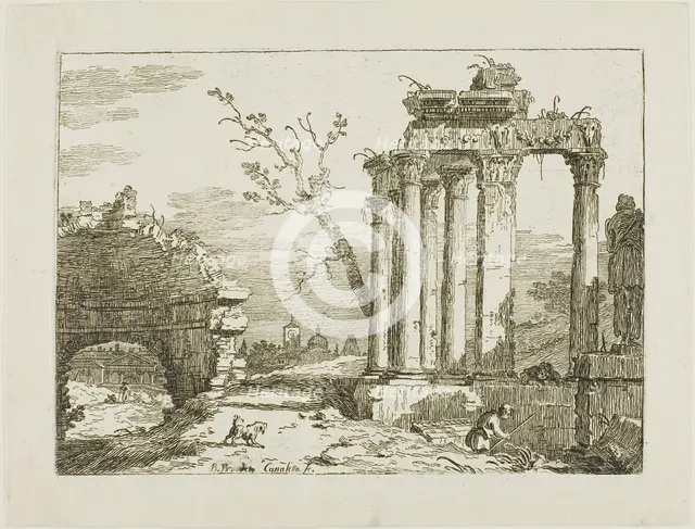 Landscape with Ruins, about 1740. Creator: Bernardo Bellotto.