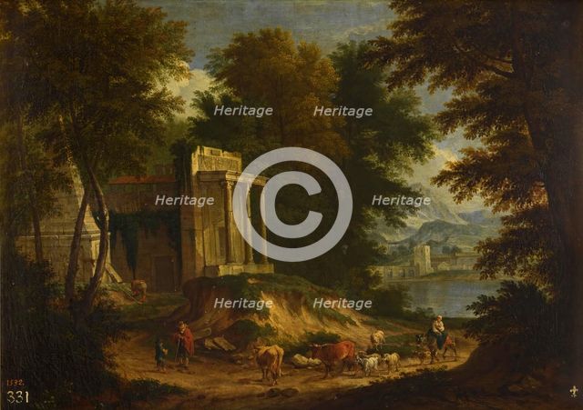 Landscape with ruins, between 1674 and 1717. Creator: Adriaen Frans Boudewyns.