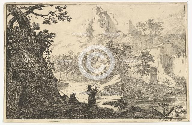Landscape with Ruins of a Castle on a Hill, early 18th century. Creator: Jan Smees.