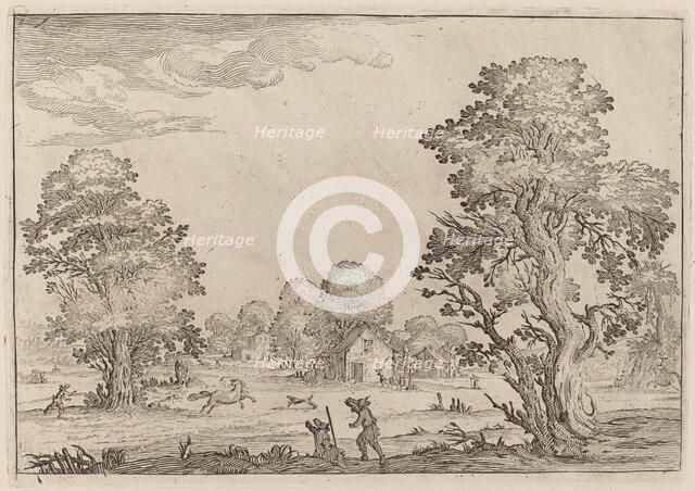 Landscape with Runaway Horses, 1638. Creator: Ercole Bazicaluva.