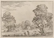 Landscape with Runaway Horses, 1638. Creator: Ercole Bazicaluva