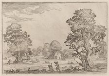 Landscape with Runaway Horses, 1638. Creator: Ercole Bazicaluva