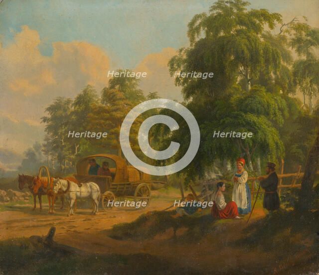 Landscape with Russian Troika, 1801. Creator: Venetsianov, Alexei Gavrilovich (1780-1847).