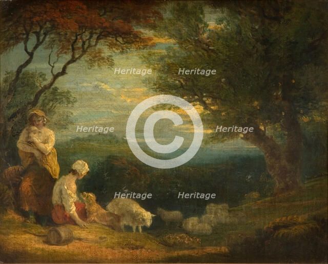 Landscape With Women, Sheep and Dog, 1830. Creator: Richard Westall.