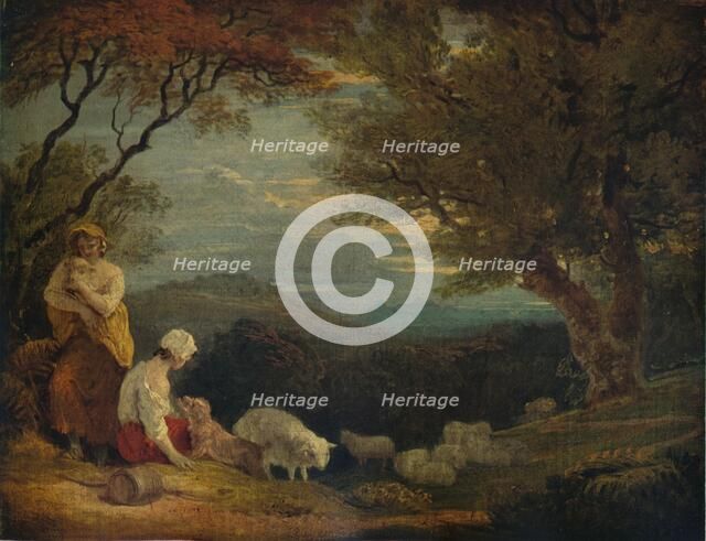 'Landscape with Women, Sheep and Dog', c1811, (1938). Artist: Richard Westall.