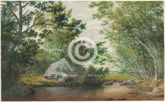 Landscape with Wooded Stream and Boulder, c. 1880s. Creator: William Allen Wall (American, 1801-1885).