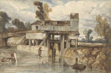 Landscape with water mill, 1813-1860. Creator: Alexandre Gabriel Descamps