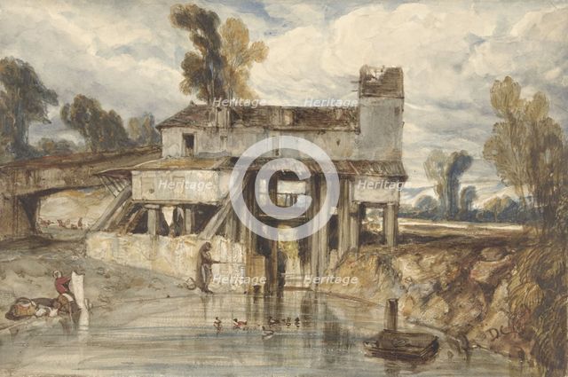 Landscape with water mill, 1813-1860. Creator: Alexandre Gabriel Descamps.