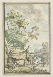 Landscape with waterfall, 1752-1819. Creators: Juriaan Andriessen, Isaac de Moucheron