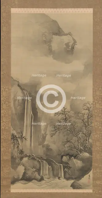 Landscape with Waterfall, 1828. Creator: Tani Buncho.