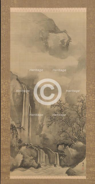 Landscape with Waterfall, 1828. Creator: Tani Buncho.