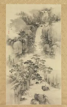 Landscape with Waterfall, 1841. Creator: Nakabayashi Chikuto