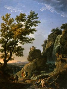 Landscape with Waterfall and Figures, 1768. Creator: Claude-Joseph Vernet