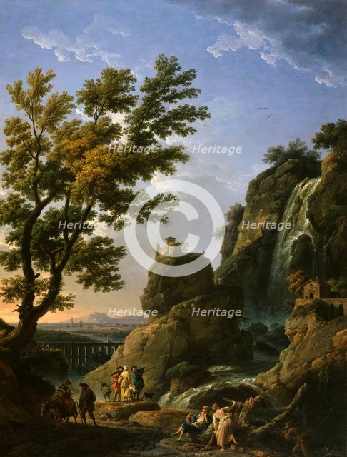 Landscape with Waterfall and Figures, 1768. Creator: Claude-Joseph Vernet.