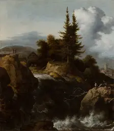 Landscape with Waterfall, c1650-1660. Creator: Allart van Everdingen