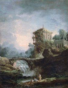 Landscape with Waterfall c1750-1808. Artist: Robert Hubert