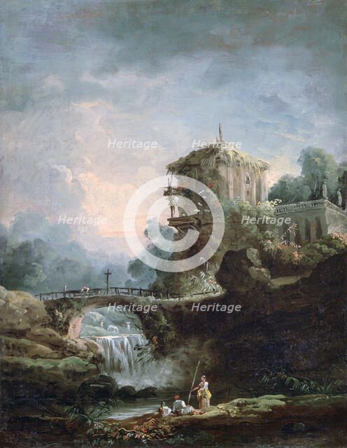 'Landscape with Waterfall', c1750-1808. Artist: Robert Hubert