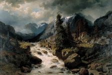 Landscape with Waterfall from the Canton of Uri, Switzerland, 1858. Creator: Johan Edvard Bergh