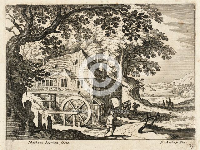 Landscape with Watermill, 1622. Creator: Matthaus Merian.