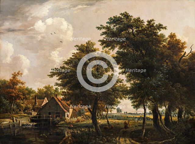 Landscape with watermill, n.d., c1770-1810. Creator: Egbert van Drielst.