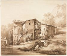 Landscape with Watermill, c, 1790. Creator: Jean Jacques de Boissieu (French, 1736-1810)