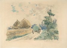 Landscape with Wagon and Haystacks, ca. 1869-70. Creator: Zacharie Astruc